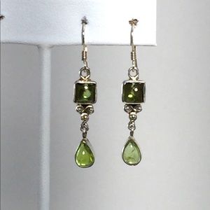 Peridot earrings, sterling silver